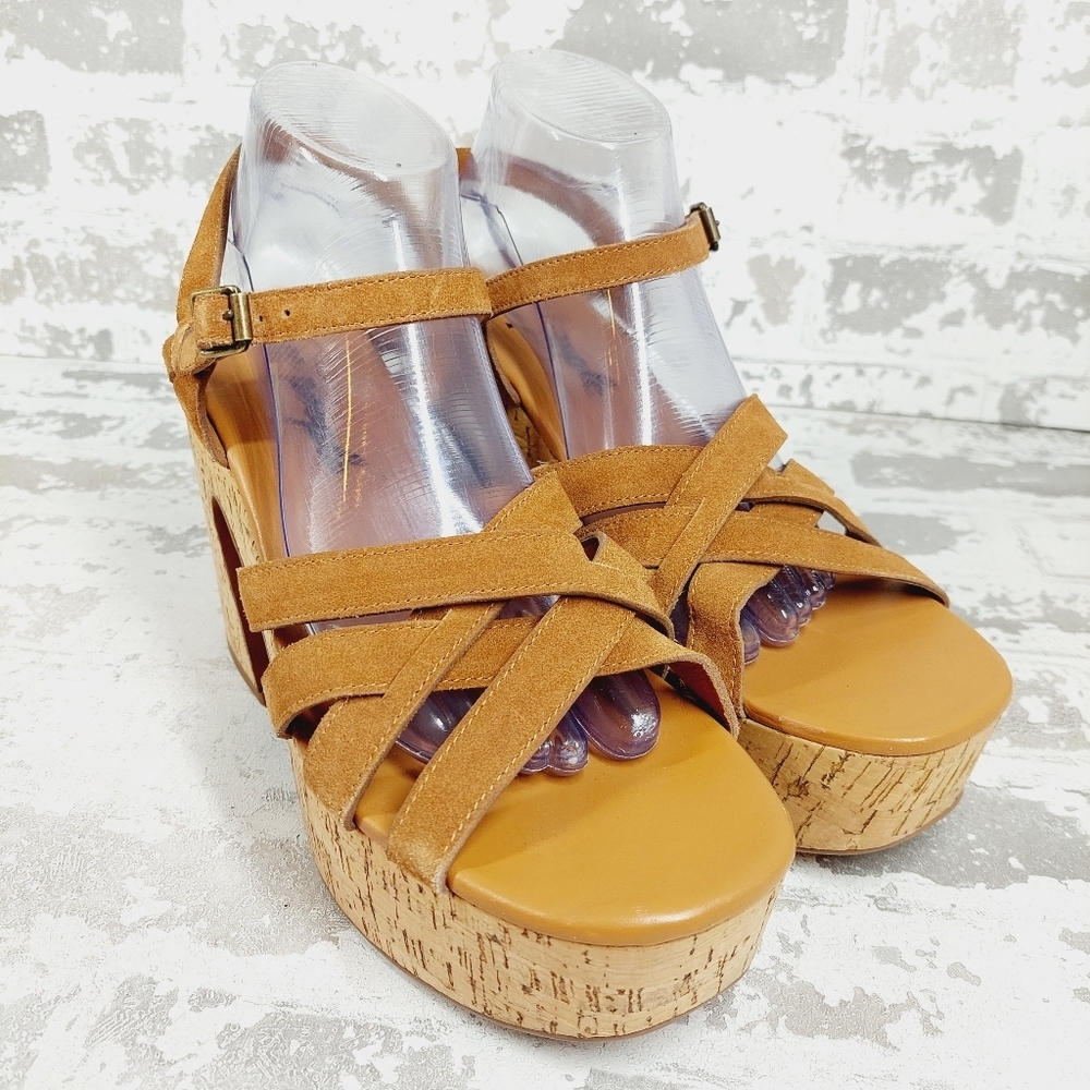 New Free People LisbonTan Leather Mary Jane Platform Sandal O414 - Picture 5 of 13